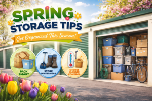 Renting a storage unit in the spring to organize winter gear and household items in Broome County & Chenango County