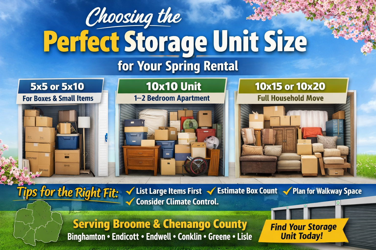 Spring Storage Unit Storage Tips Choosing the Perfect Storage Unit Size - Laing Self Storage