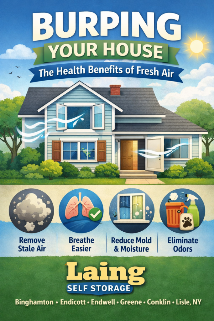 Health benefits of burping your house by letting fresh air circulate – tips for healthier homes in Binghamton NY from Laing Self Storage