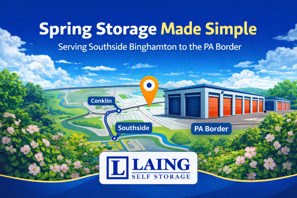 Laing Self Storage of Conklin NY spring storage facility serving Southside Binghamton Windsor and PA border communities