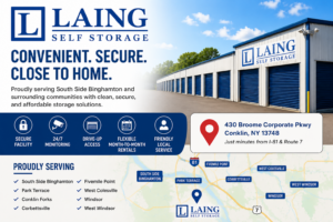 Laing Self Storage of Conklin near South Side Binghamton NY offering secure drive-up self storage units for businesses and residents.
