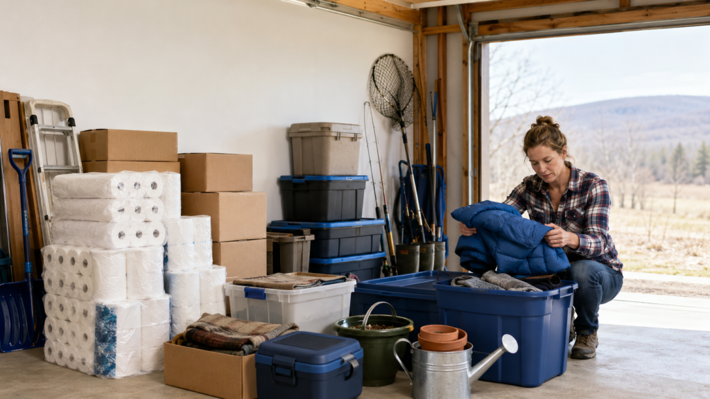 Greene, NY homeowner organizing bulk purchases and seasonal belongings